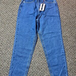 Denim BLVD paperbag blue Jeans, women’s small, boyfriend style, tapered, NWT